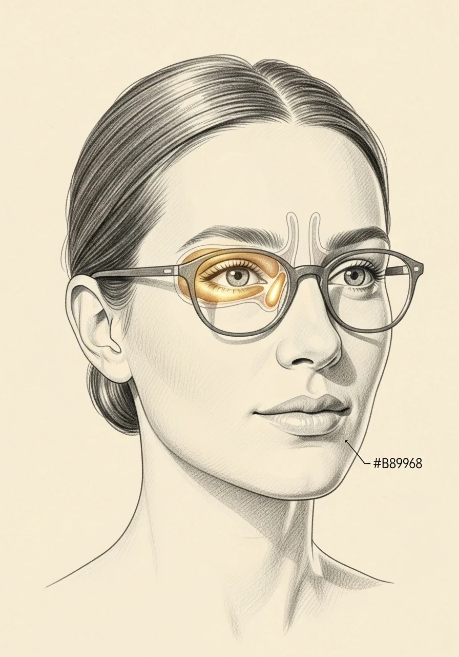 Editorial pencil-sketch portrait — minimally-invasive sinus drainage