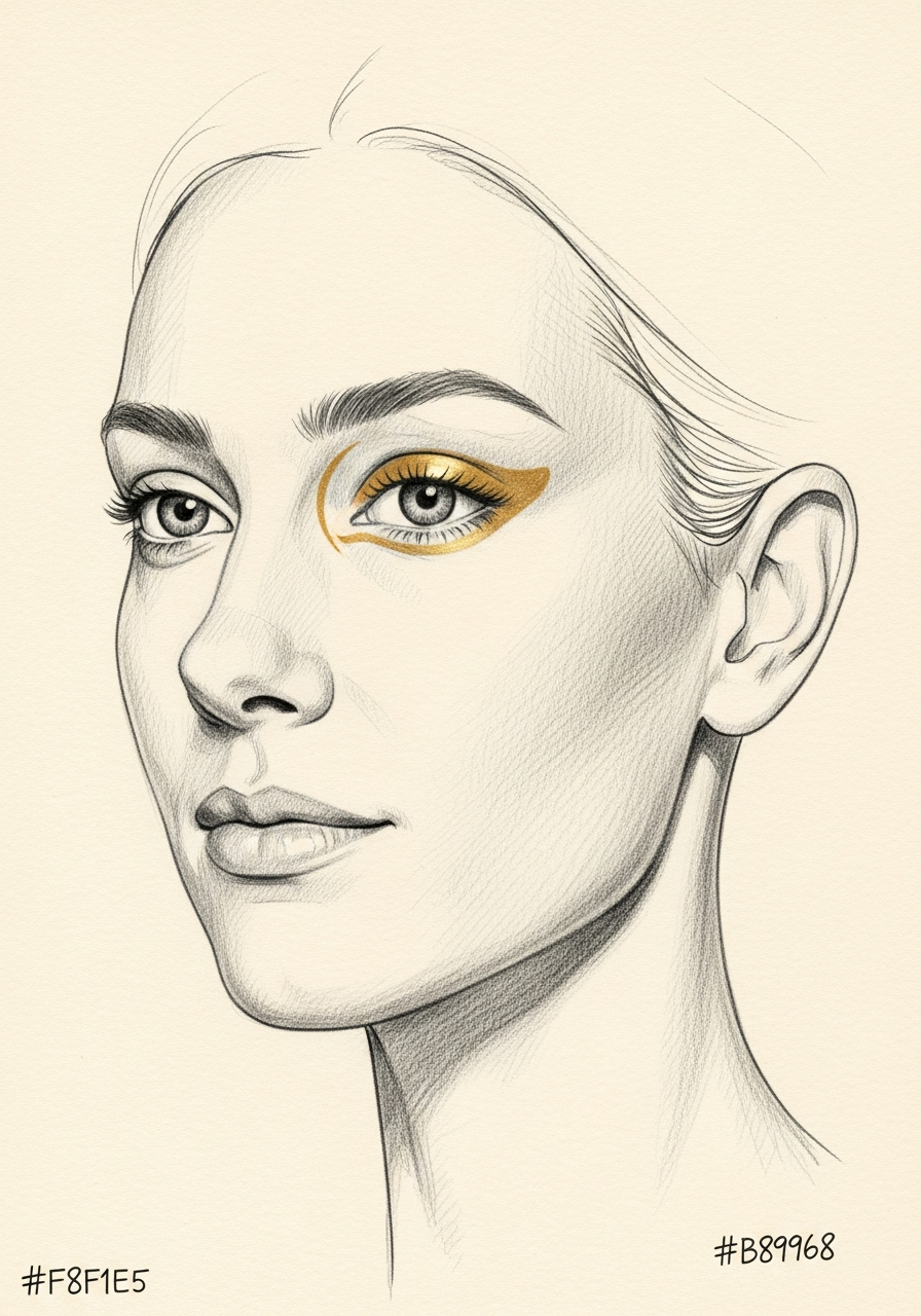 Editorial pencil-sketch portrait — refreshed upper and lower eyelids