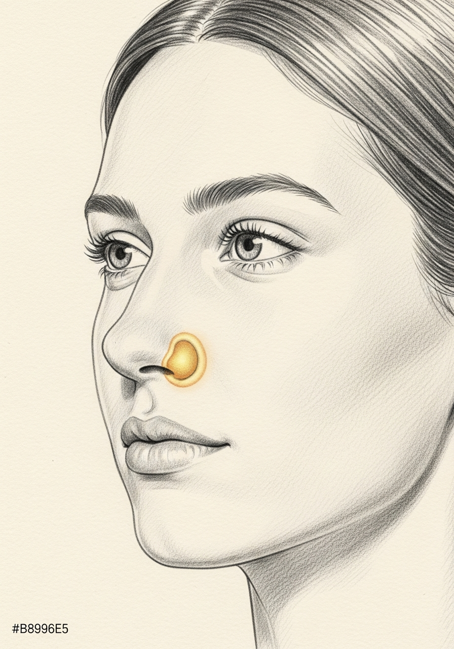 Editorial pencil-sketch portrait — clinical evaluation of enlarged inferior turbinates