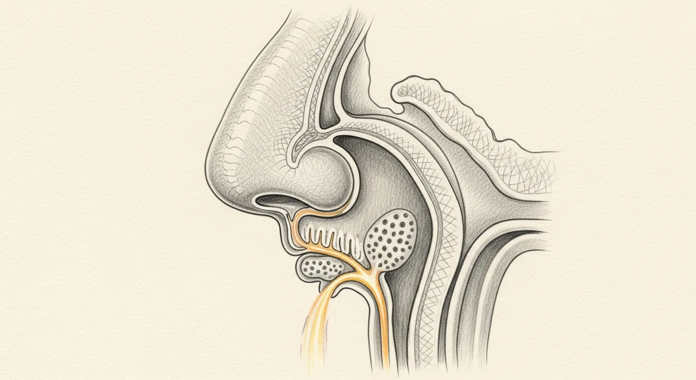 The drainage pathway from the back of the nose toward the throat.
