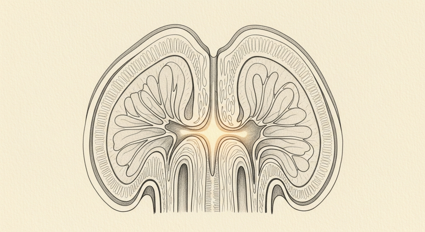 A narrowed sinus opening trapping secretions behind the blockage.