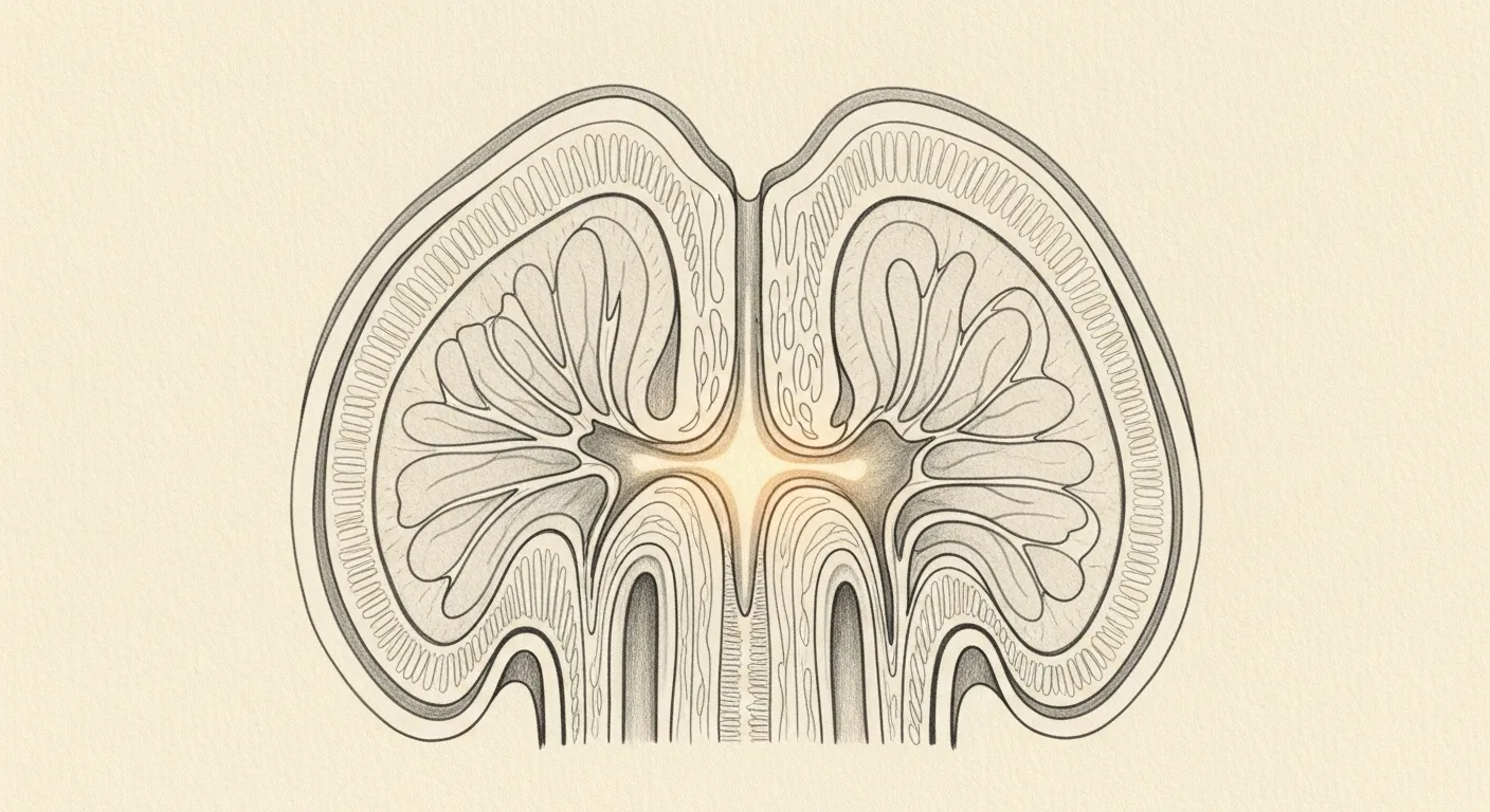 A narrowed sinus opening trapping secretions behind the blockage.