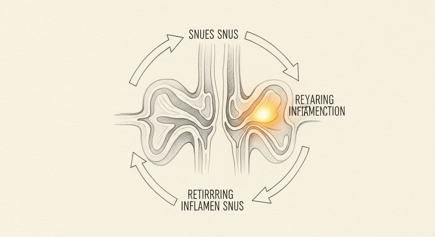 The repeating cycle of sinus inflammation, partial clearing, and renewed infection.